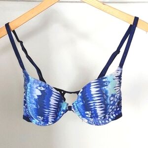 Victoria secret blue tie die lined demi  bra 34c